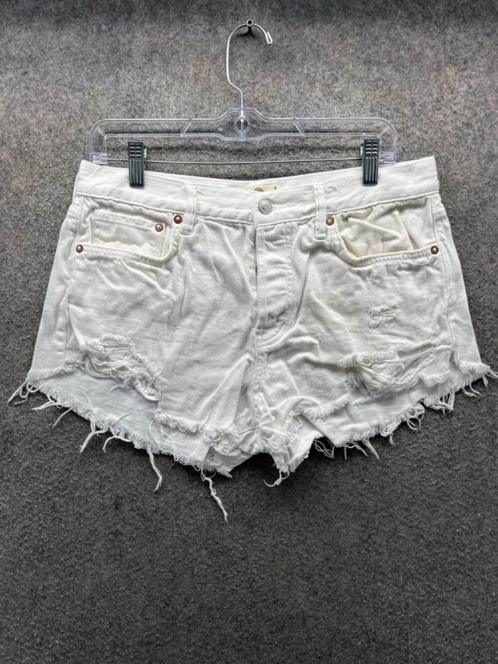 We The Free People Shorts Womens 29 White Denim Cutoff Distressed 2.5 Inseam